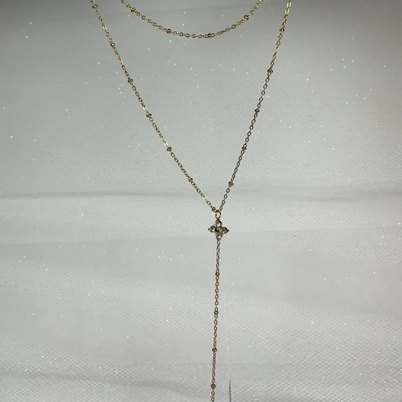 Dainty Delicate LayereClover Collarbone Lariat Style Hypoallergenic Necklace - Picture 3 of 13